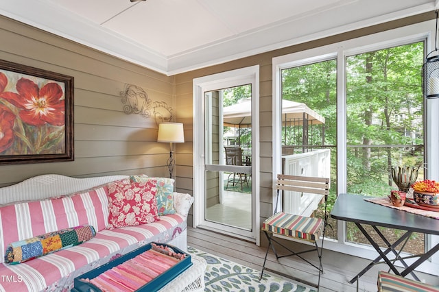 108 Ripplewater Ln, Cary, NC 27518 - living area with wood finished floors and wood walls