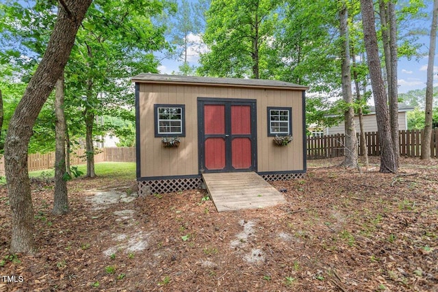 46 Spring Haven Ln, Willow Springs, NC 27592 - view of shed with a fenced backyard