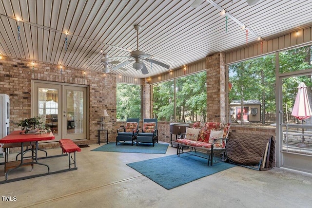 46 Spring Haven Ln, Willow Springs, NC 27592 - view of patio with outdoor lounge area, french doors, and a ceiling fan