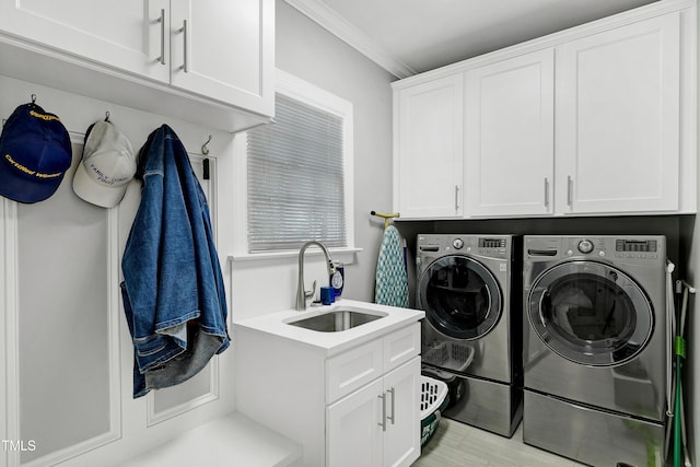 225 Midenhall Way, Cary, NC 27513 - washroom with cabinet space, independent washer and dryer, and ornamental molding