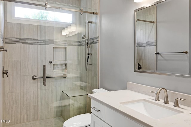 225 Midenhall Way, Cary, NC 27513 - full bathroom featuring toilet, tiled shower, and vanity
