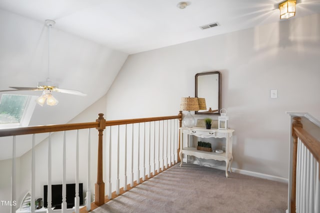 114 Colchis Ct, Cary, NC 27513 - hall with carpet, vaulted ceiling, and baseboards