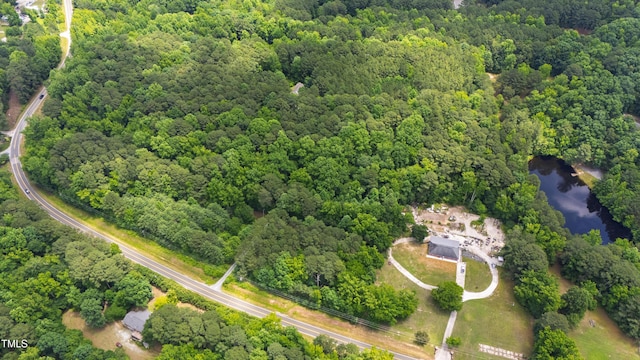 7104 Camp Branch Ln, Apex, NC 27502 - aerial view of property's location featuring a heavily wooded area and a nearby body of water