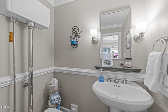 2901 Ceremonial Ct, Raleigh, NC 27615 - bathroom featuring ornamental molding and a sink