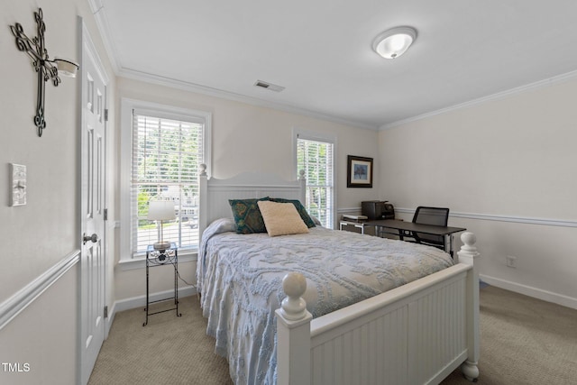 2901 Ceremonial Ct, Raleigh, NC 27615 - bedroom with light carpet, crown molding, and baseboards