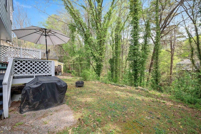 4520 Timberhurst Dr, Raleigh, NC 27612 - view of yard featuring a wooden deck