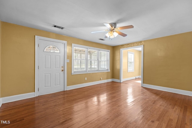 1818 Cecil St, Durham, NC 27707 - foyer entrance with ceiling fan and wood finished floors