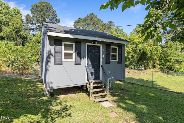 1818 Cecil St, Durham, NC 27707 - view of front facade featuring entry steps and an outdoor structure