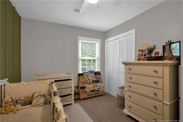 4101 Vann Dr, Lumberton, NC 28358 - bedroom featuring carpet, a closet, and a ceiling fan