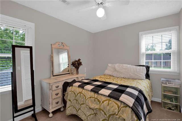 4101 Vann Dr, Lumberton, NC 28358 - bedroom with carpet, baseboards, and ceiling fan