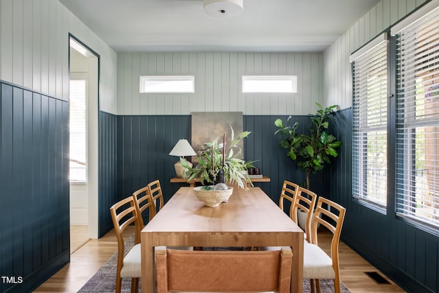 1405 Watts St, Durham, NC 27701 - dining space with wood finished floors, plenty of natural light, and wooden walls