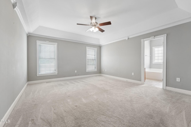 105 Bagley Ln, Dunn, NC 28334 - unfurnished room with a tray ceiling, ceiling fan, and light carpet