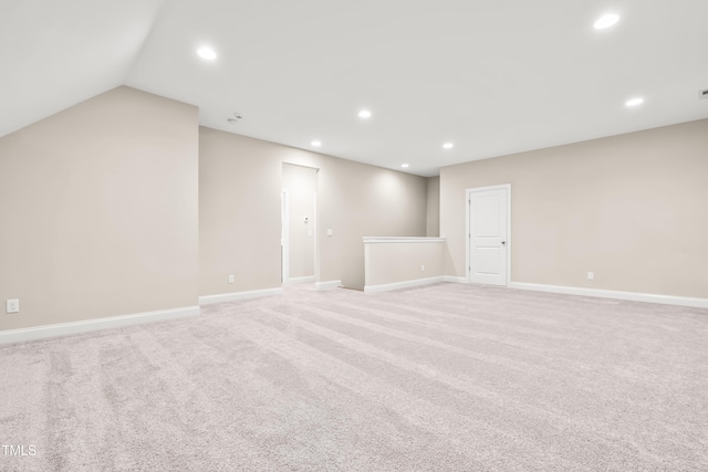 192 Glenpark Pl, Cary, NC 27511 - empty room featuring recessed lighting, light carpet, baseboards, and lofted ceiling