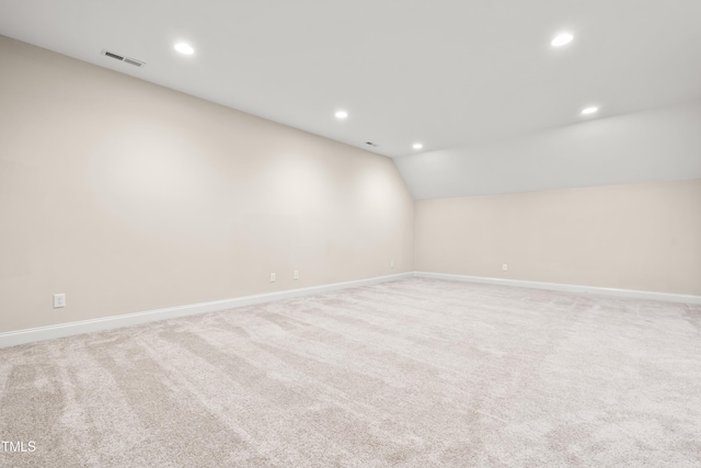 192 Glenpark Pl, Cary, NC 27511 - bonus room featuring recessed lighting, baseboards, lofted ceiling, and carpet