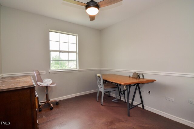 601 Country Ln, Holly Springs, NC 27540 - dining space with a ceiling fan and baseboards