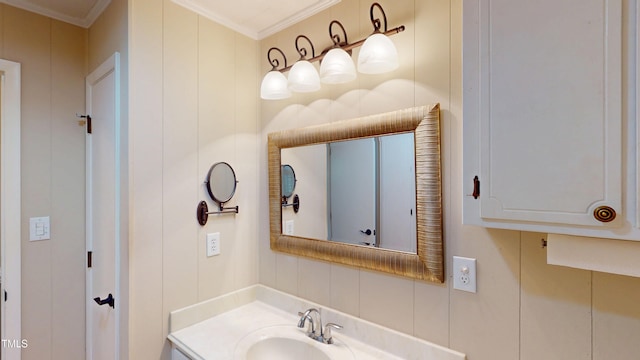 4509 Stevens Chapel Rd, Smithfield, NC 27577 - bathroom featuring ornamental molding and vanity