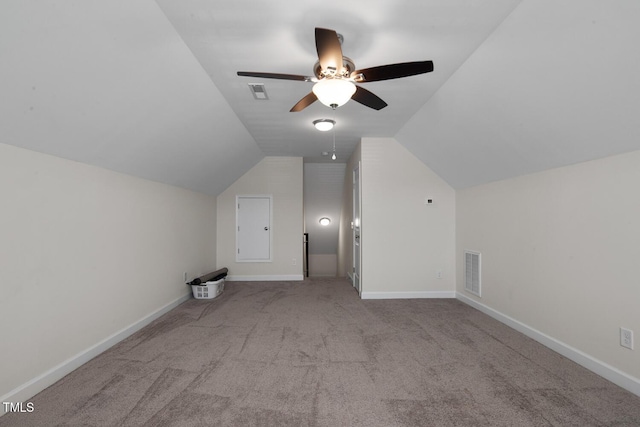7055 NC-242, Dunn, NC 28334 - bonus room featuring a ceiling fan, lofted ceiling, carpet floors, and baseboards