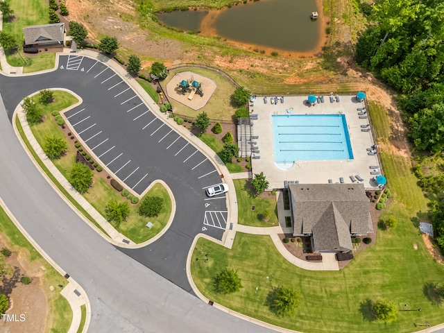 33 E Ravano Dr, Clayton, NC 27527 - bird's eye view of a large body of water and a pool