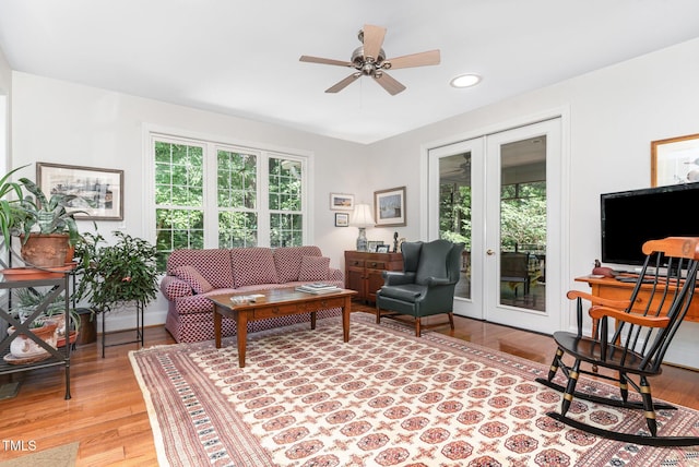 850 N Langdon, Pittsboro, NC 27312 - living area featuring french doors, plenty of natural light, light wood-style floors, and recessed lighting