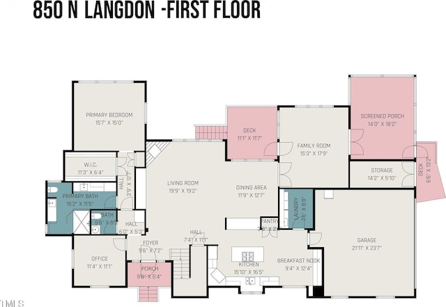 850 N Langdon, Pittsboro, NC 27312 - room layout