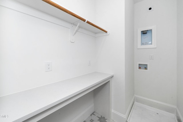 1621 Ella Wiggins Way, Raleigh, NC 27603 - washroom featuring hookup for an electric dryer, hookup for a washing machine, baseboards, and an office area