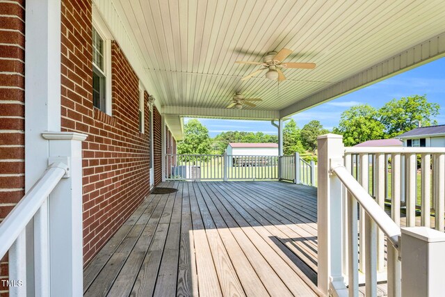 6080 US-421 N, Lillington, NC 27546 - wooden deck with ceiling fan