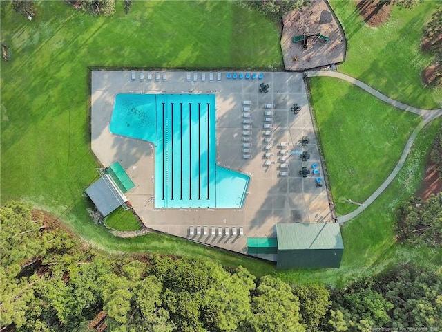 21 Dinghy Dr, Sanford, NC 27332 - drone / aerial view of a pool