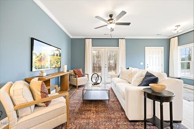 209 Broomgrove Way, Wake Forest, NC 27587 - living area featuring ornamental molding and a ceiling fan