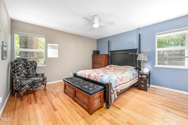 903 W Maynard Ave, Durham, NC 27704 - bedroom featuring light wood-style flooring, baseboards, and a ceiling fan