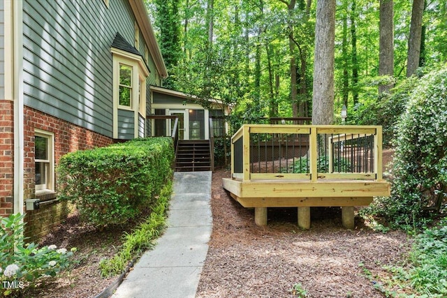 5125 Penny Rd, Raleigh, NC 27606 - wooden deck featuring stairway