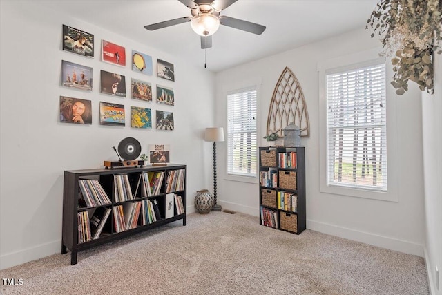 210 Sorrel Dr, Franklinton, NC 27525 - misc room with plenty of natural light, carpet, ceiling fan, and baseboards