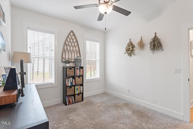 210 Sorrel Dr, Franklinton, NC 27525 - office area with a ceiling fan, carpet floors, and baseboards