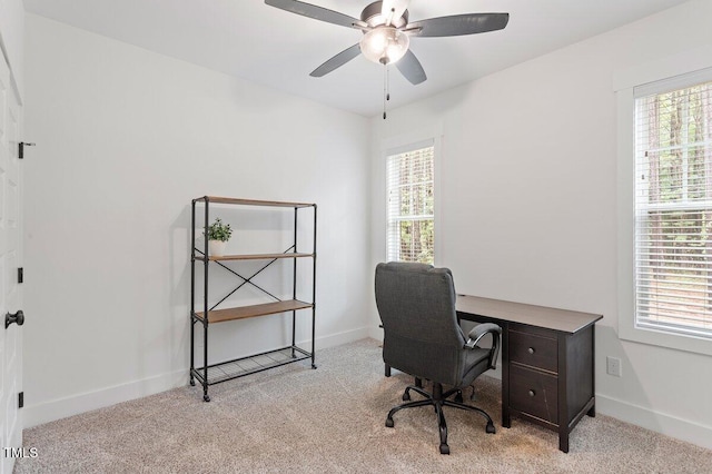 210 Sorrel Dr, Franklinton, NC 27525 - carpeted home office with ceiling fan and baseboards