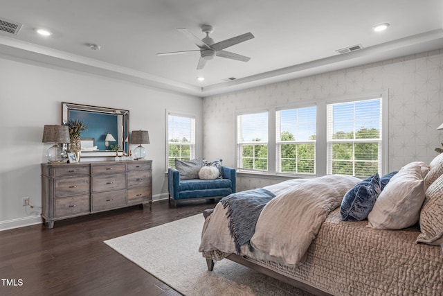 200 Baskerville Ct, Holly Springs, NC 27540 - bedroom featuring dark wood-type flooring, recessed lighting, and a ceiling fan