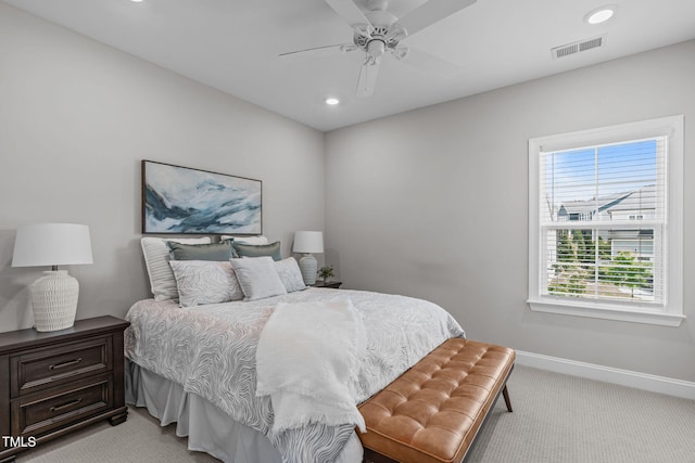 200 Baskerville Ct, Holly Springs, NC 27540 - bedroom with light carpet, recessed lighting, and ceiling fan