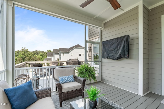200 Baskerville Ct, Holly Springs, NC 27540 - sunroom / solarium featuring a ceiling fan and plenty of natural light