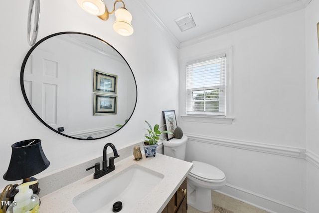 6 W Canterbury Ct, Wendell, NC 27591 - bathroom with toilet, vanity, and crown molding