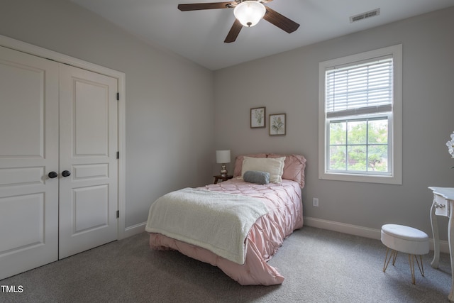 441 Heritage Village Ln, Apex, NC 27502 - bedroom featuring baseboards, carpet, a closet, and a ceiling fan