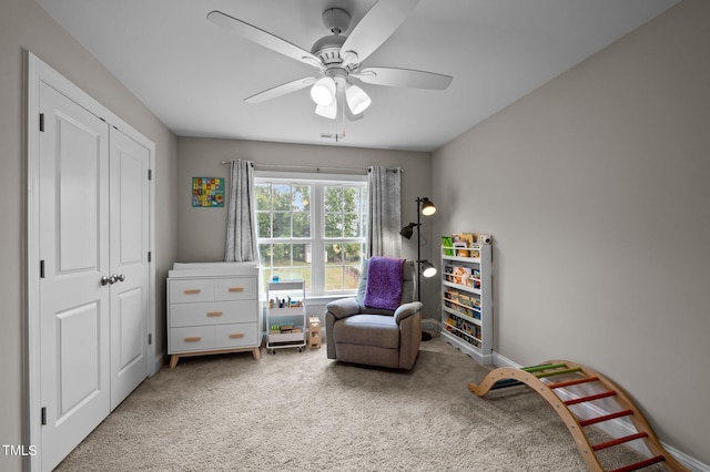 412 Carr Store Rd, Cedar Grove, NC 27231 - sitting room with carpet floors, ceiling fan, and baseboards