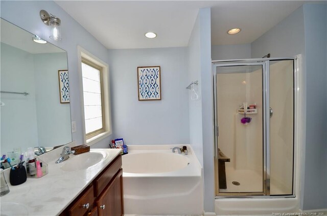109 Red Coat Dr, Cameron, NC 28326 - bathroom featuring vanity, a stall shower, and a bath