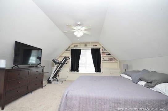 109 Red Coat Dr, Cameron, NC 28326 - carpeted bedroom featuring lofted ceiling and ceiling fan