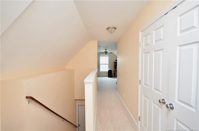 109 Red Coat Dr, Cameron, NC 28326 - corridor with an upstairs landing, carpet, lofted ceiling, and baseboards