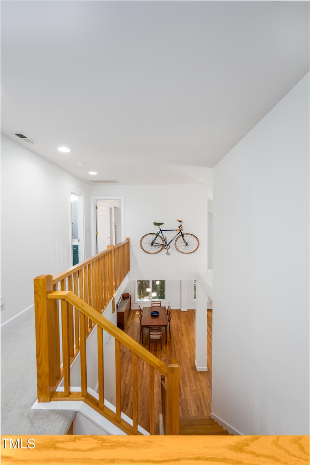 574 Chatham Dr, Chapel Hill, NC 27516 - stairway featuring baseboards, recessed lighting, and wood finished floors