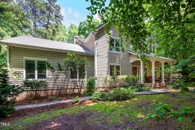 574 Chatham Dr, Chapel Hill, NC 27516 - view of front of house featuring covered porch and crawl space