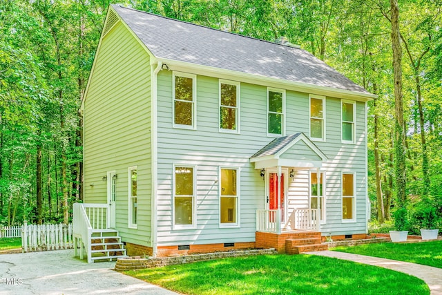 114 Bonaparte Dr, Hillsborough, NC 27278 - colonial house featuring crawl space and a shingled roof