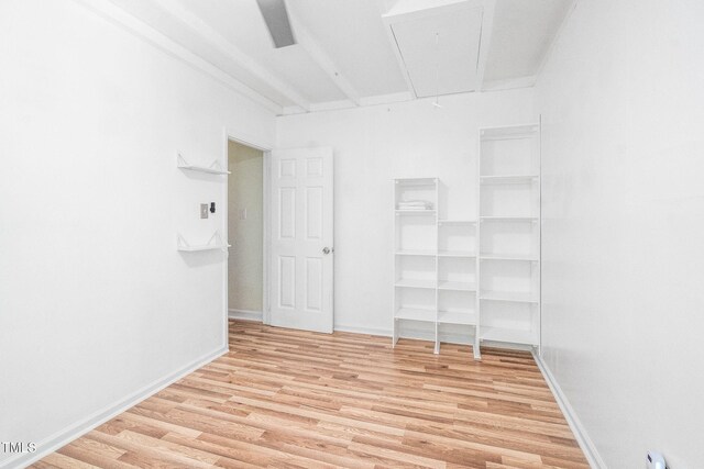 114 Bonaparte Dr, Hillsborough, NC 27278 - empty room featuring attic access, light wood finished floors, and baseboards