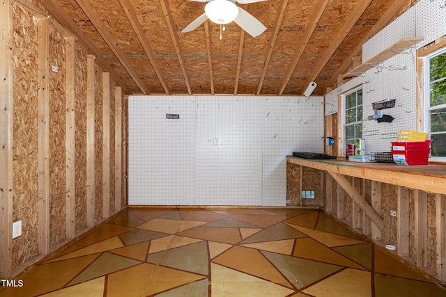 2805 Evans St, Durham, NC 27705 - interior space featuring vaulted ceiling and ceiling fan