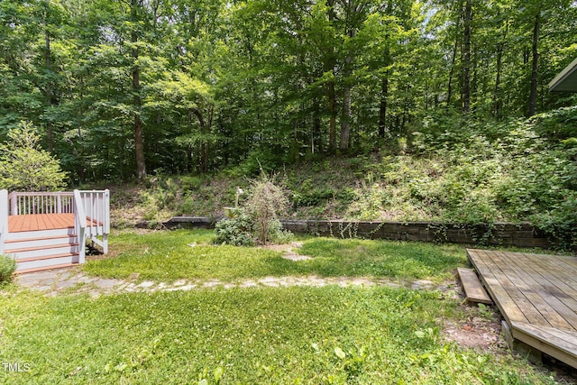2805 Evans St, Durham, NC 27705 - view of green lawn with a deck