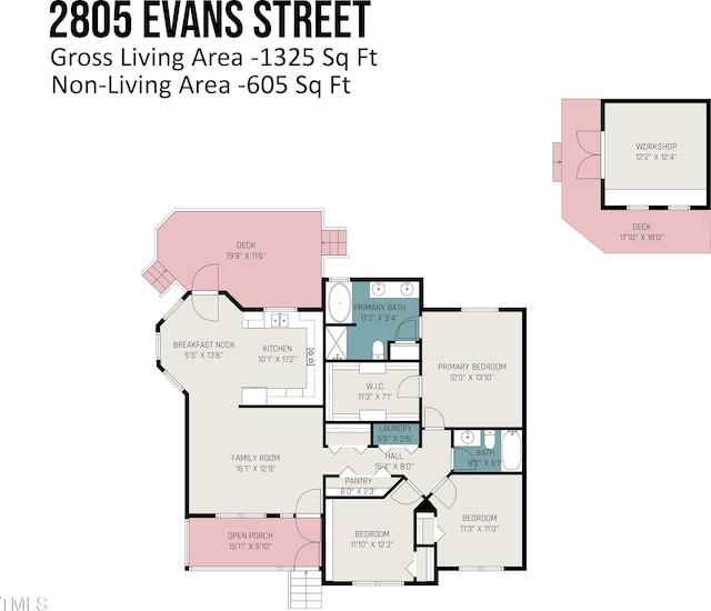 2805 Evans St, Durham, NC 27705 - home floor plan