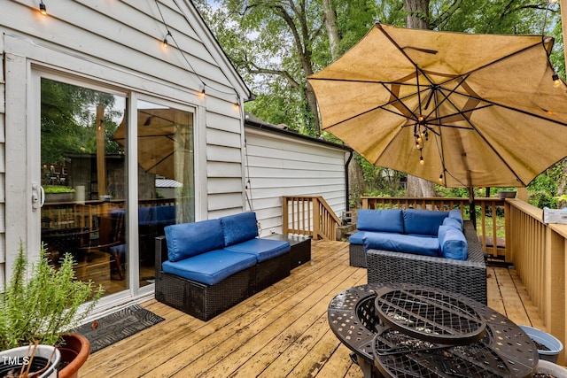 1105 Hawthorne Ln, Burlington, NC 27215 - wooden terrace featuring outdoor lounge area